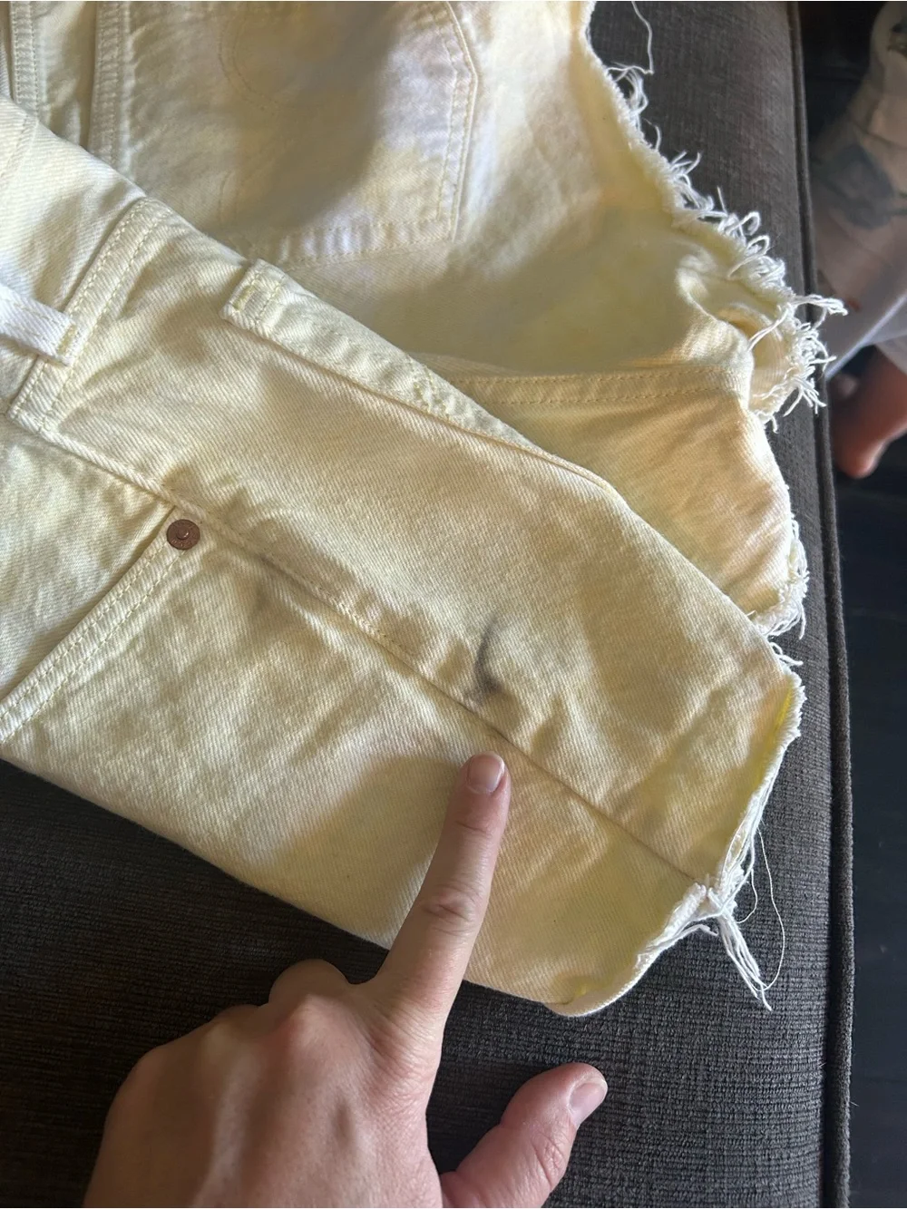 Levi's Cream yellow Denim Cutoff Shorts